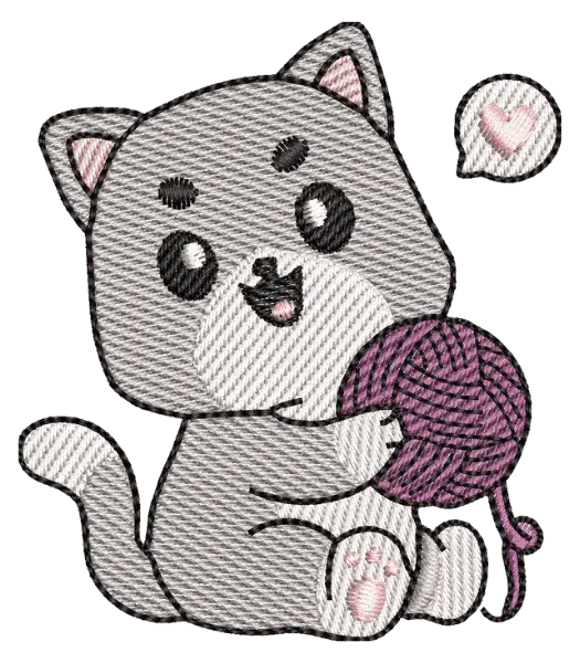 Matriz de Bordado Gato Brincando com Novelo
